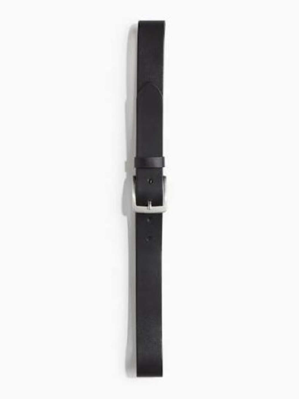 H&M NEW Classic Black Leather Belt with Silver Buckle
